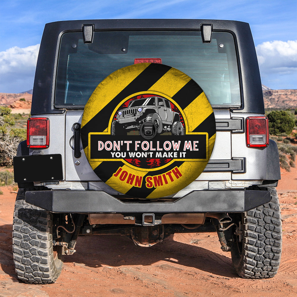 Personalized Off-Road Spare Tire Cover - 'Don't Follow Me' Jeep Design