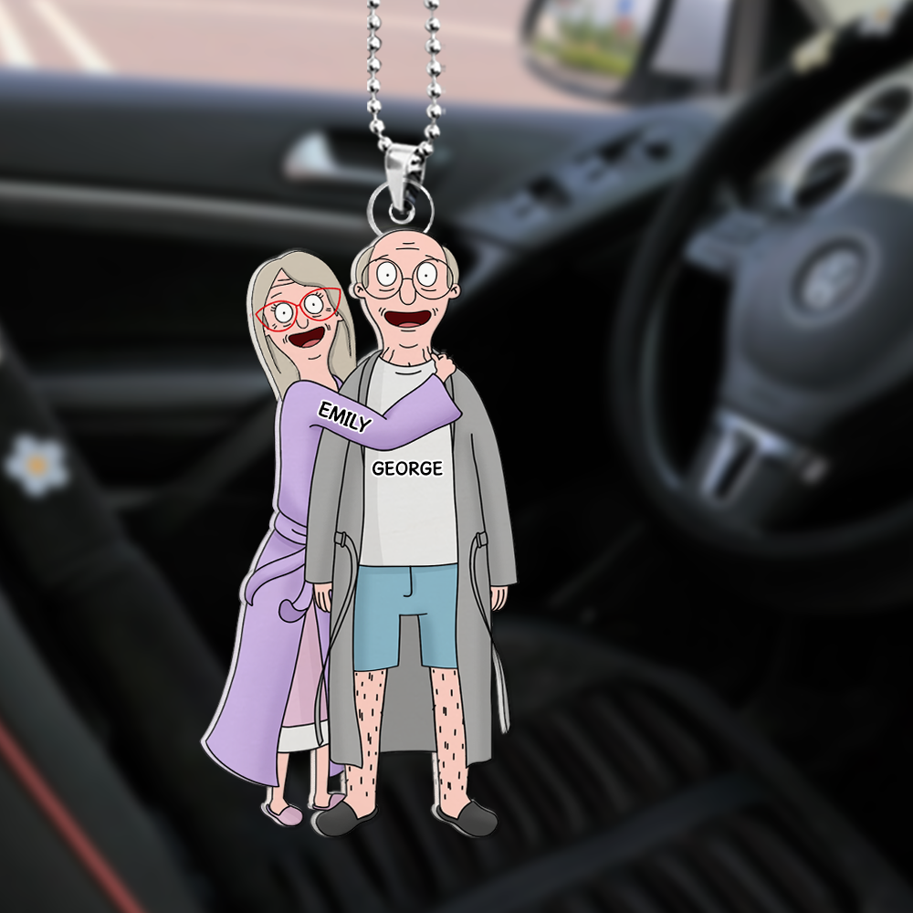Personalized Couple Car Ornament - Customizable Keychain Ornament PopCulturePrints