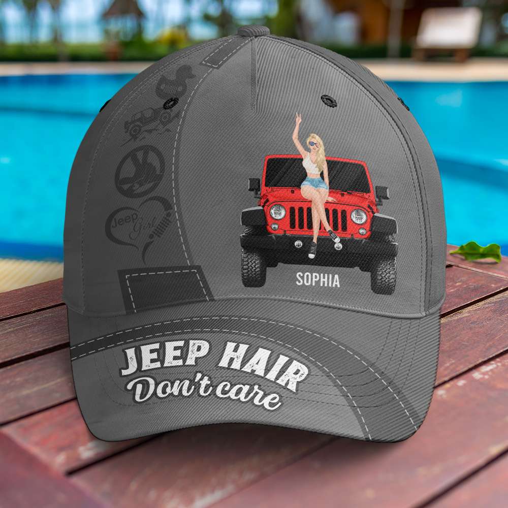 Personalized Jeep Hair Don't Care Cap - Customizable Name and Jeep Design