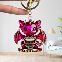 Load image into Gallery viewer, “I’m a Book Dragon” – Personalized Keychain for Book Lovers Keychains PopCulturePrints
