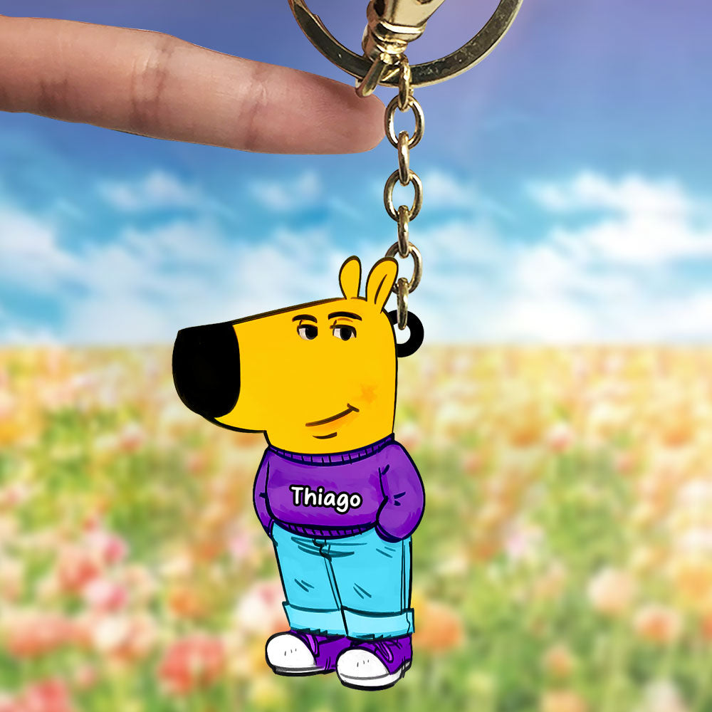 Personalized Funny Dog Cartoon Keychain - Custom Name Gift Keychains PopCulturePrints