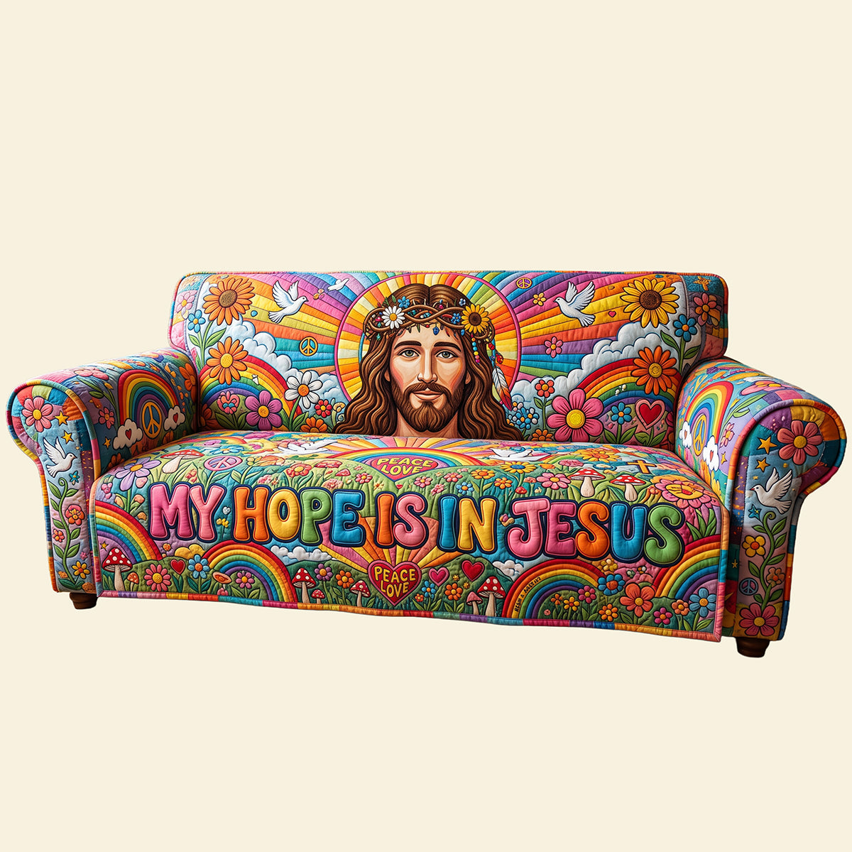 My Hope Is In Jesus - Personalized Quilted Sofa Cover for Christians