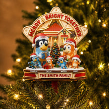 Load image into Gallery viewer, Merry &amp; Bright Together Christmas Tree Topper - Personalized Family Gift Ornament PopCulturePrints
