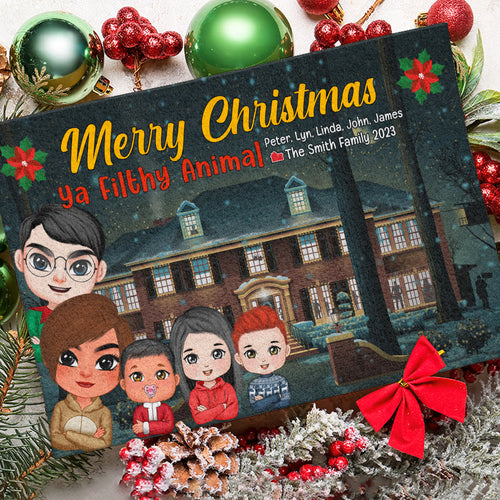 Personalized Merry Christmas Ya Filthy Animal Family Door Mat Doormat PopCulturePrints