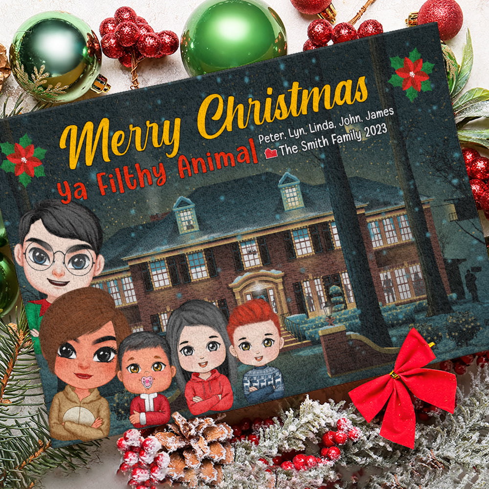 Personalized Merry Christmas Ya Filthy Animal Family Door Mat Doormat PopCulturePrints