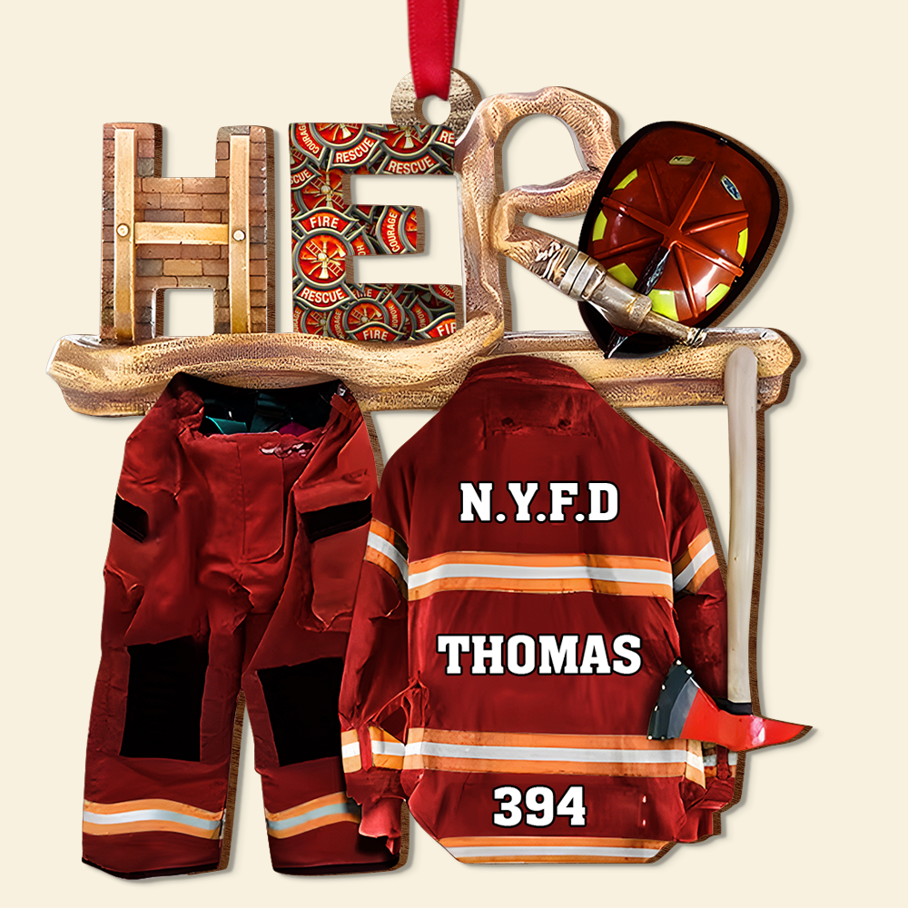 Personalized Firefighter Christmas Ornament - Custom Uniform Design Ornament PopCulturePrints