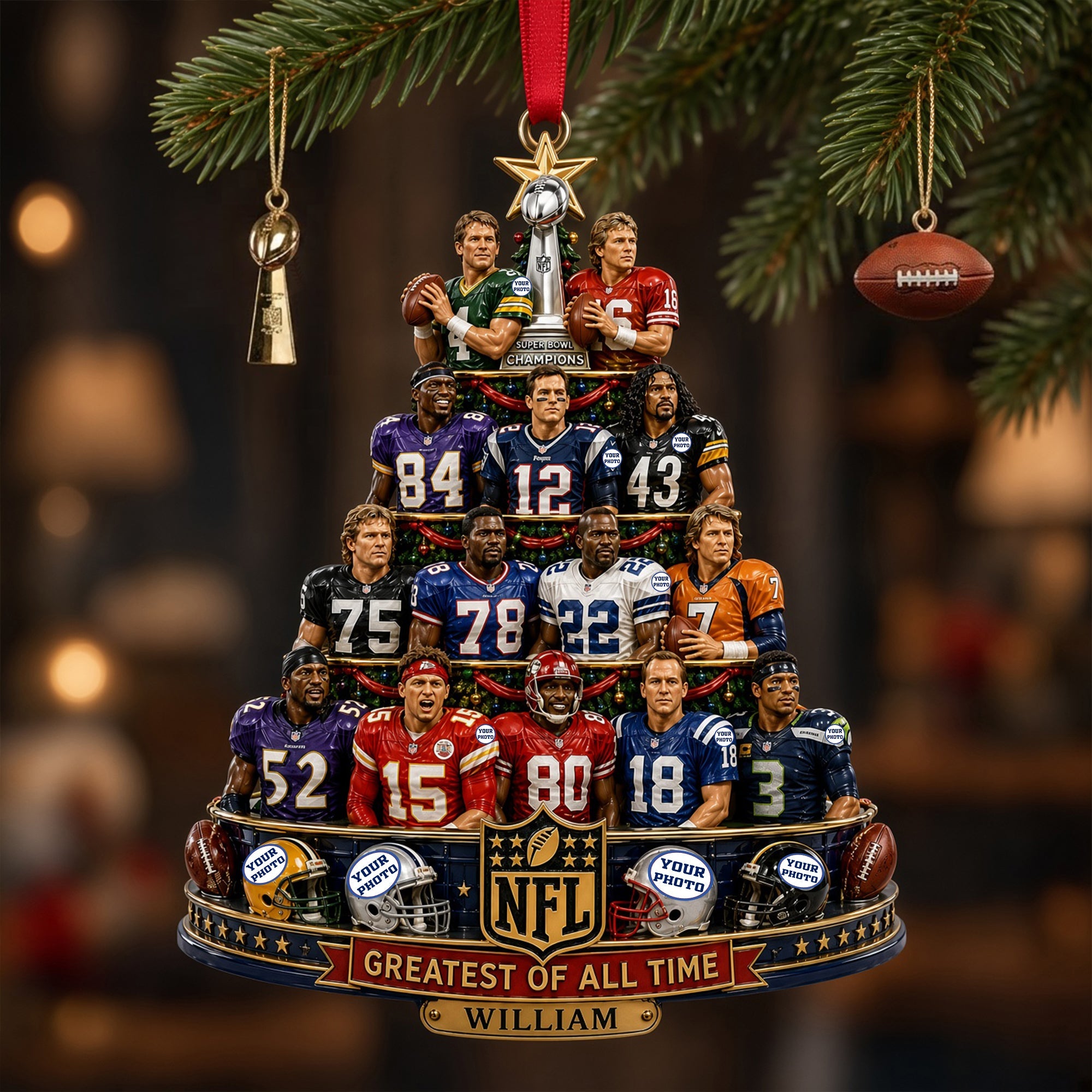 "Celebrate the Legends of the Gridiron" - Personalized Christmas Ornament for Sports Lovers