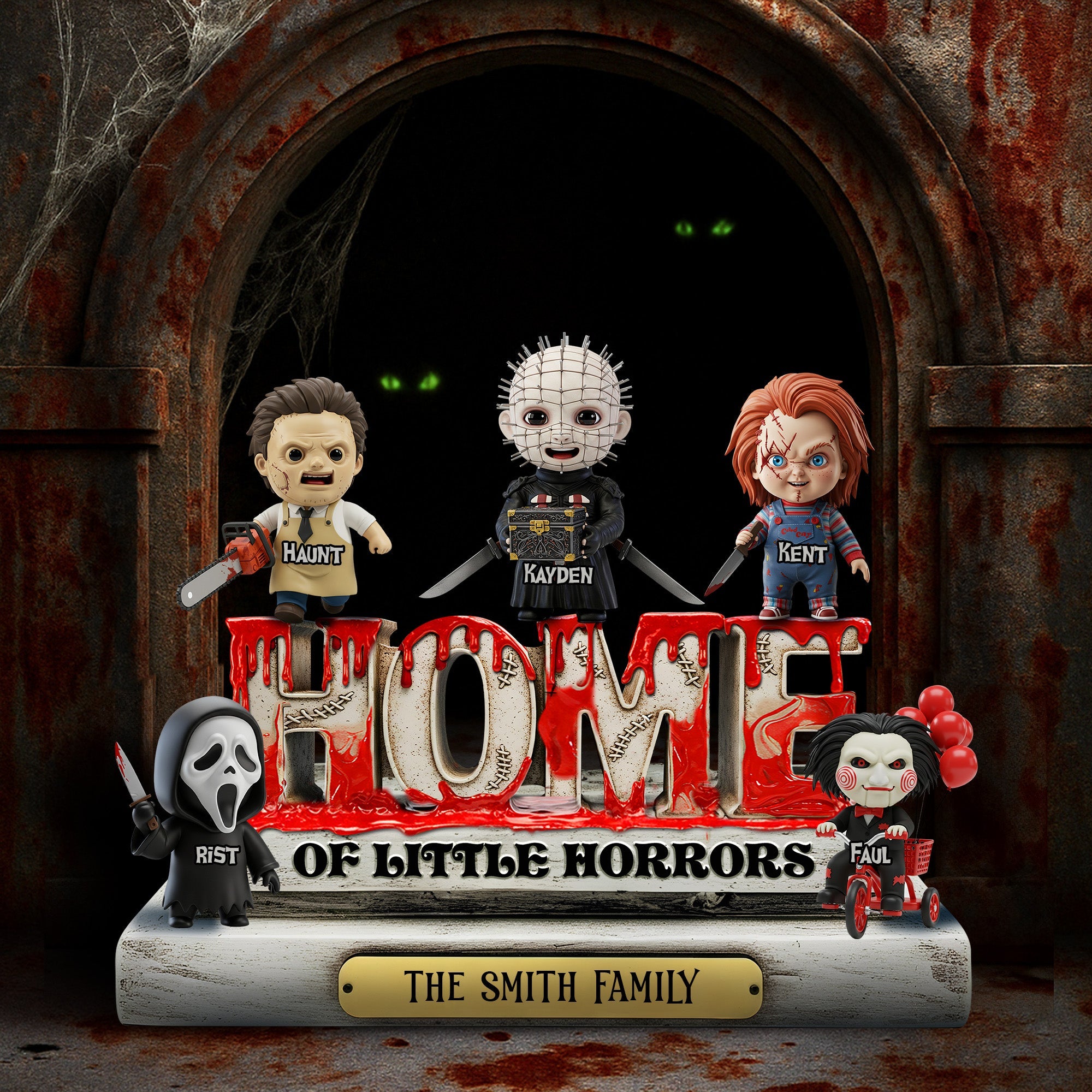 Home of Little Horrors - Personalized Horror Acrylic Plaque for Family Gifts Shaped Plaques PopCulturePrints