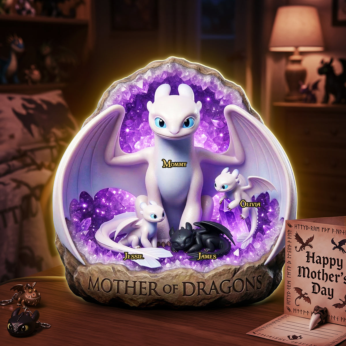 “Mother of Dragons” - Personalize Your Fantasy Mom Light Box - Perfect Gift for Moms, Grandmas and More Light Box PopCulturePrints