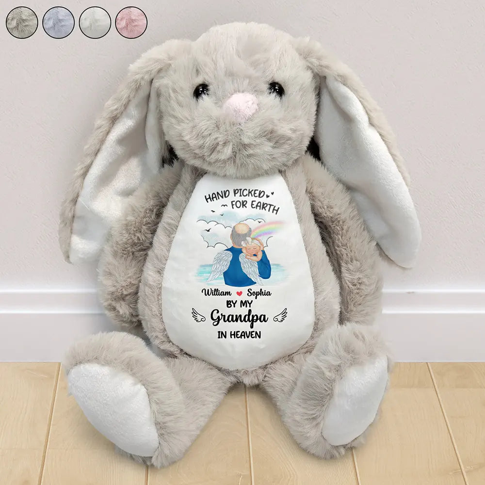 Hand Picked For Earth By My Grandpa Grandma - Personalized Soft Toy Bunny for Heartfelt Gifts Soft Toy Bunny PopCulturePrints