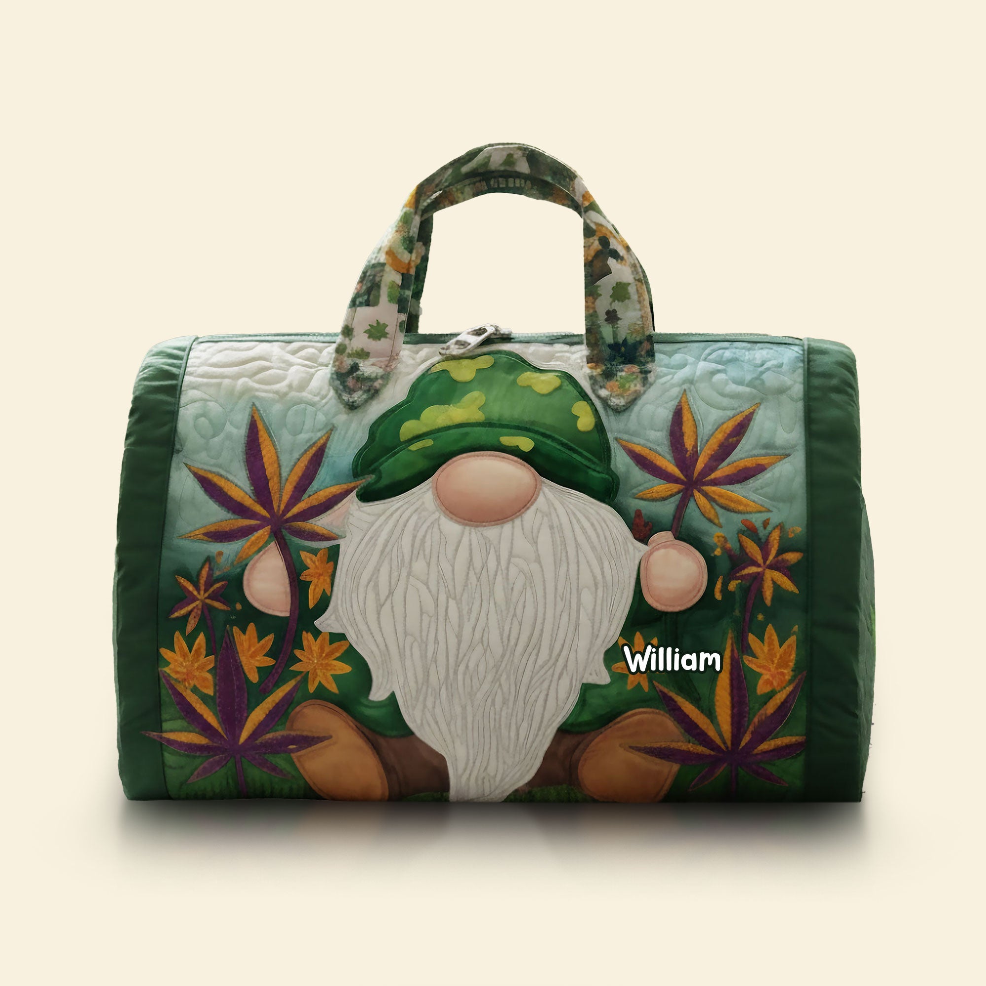 "Celebrate Your Unique Style with a Chill Gnome Duffle Bag" - Personalized Quilted Duffle Bag for Gnome Lovers Quilted Duffle Bag PopCulturePrints