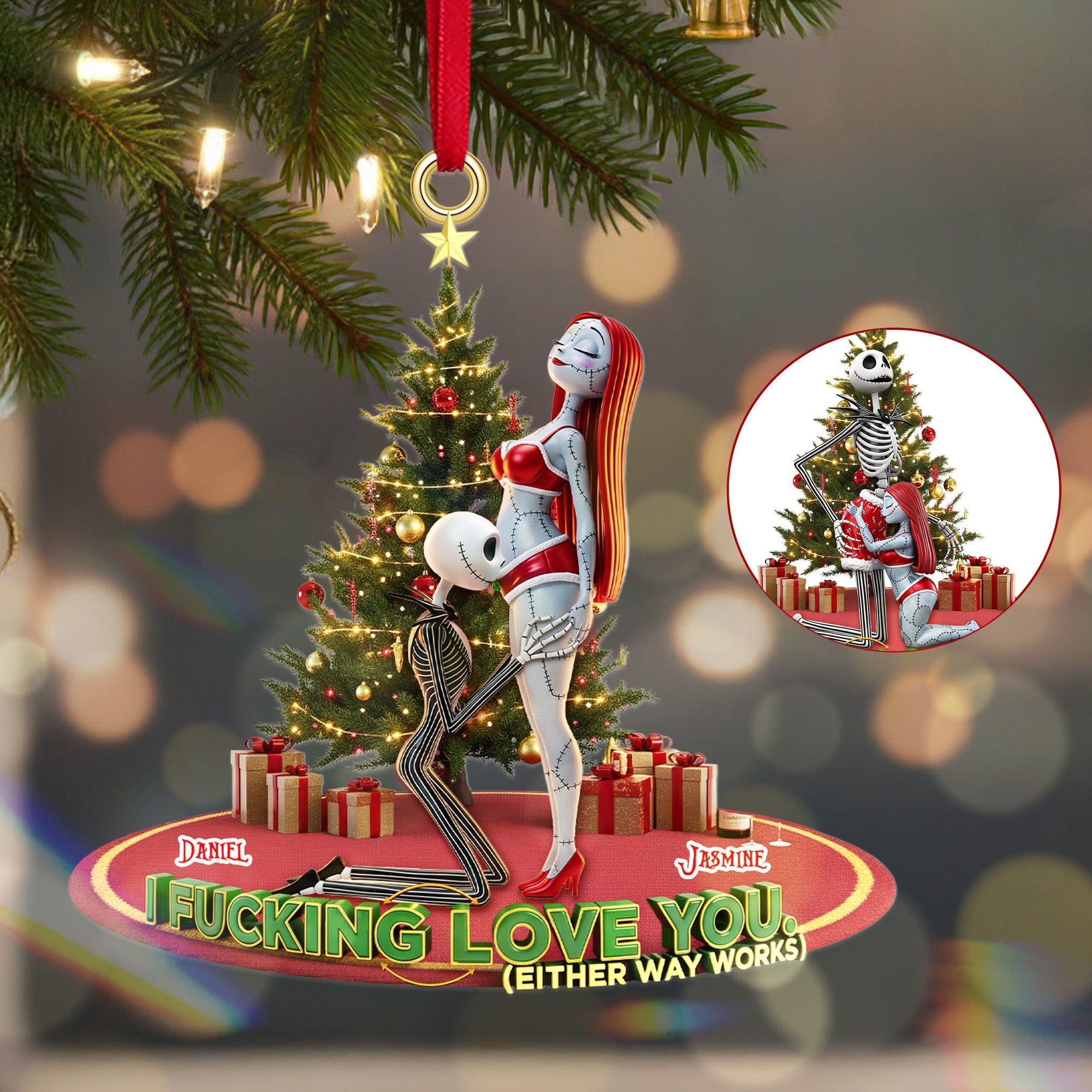 I FUCKING LOVE YOU (Either Way Works) - Personalized Acrylic Ornament for Couples Ornament PopCulturePrints