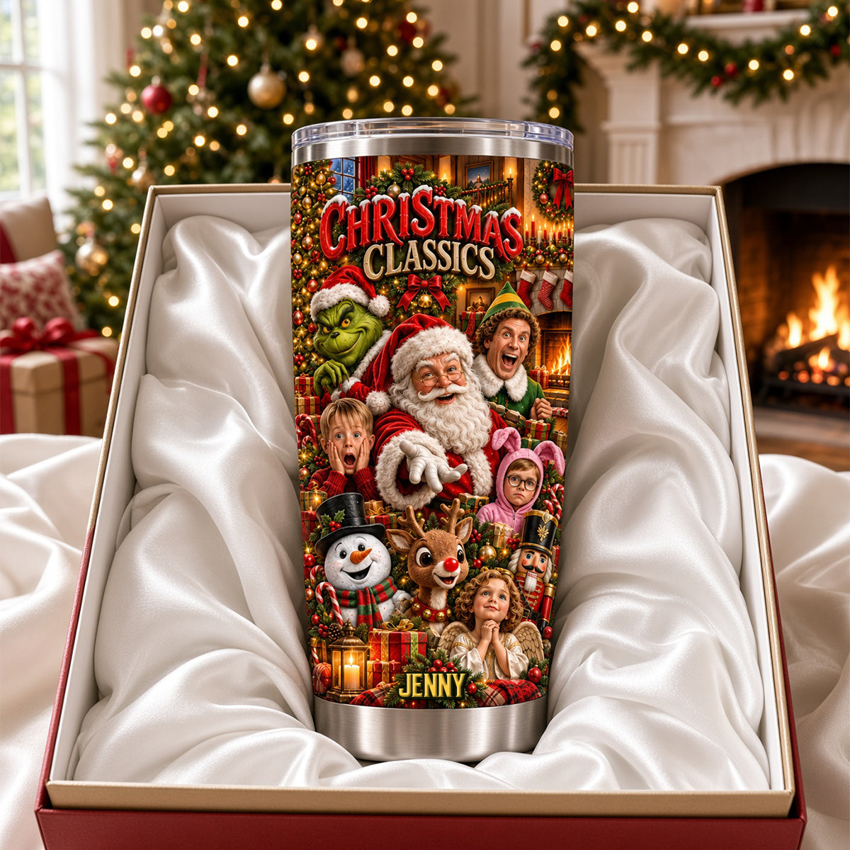 Bring Holiday Cheer with Our Personalized Christmas Classics Tumbler - Perfect Gifts for Family and Friends