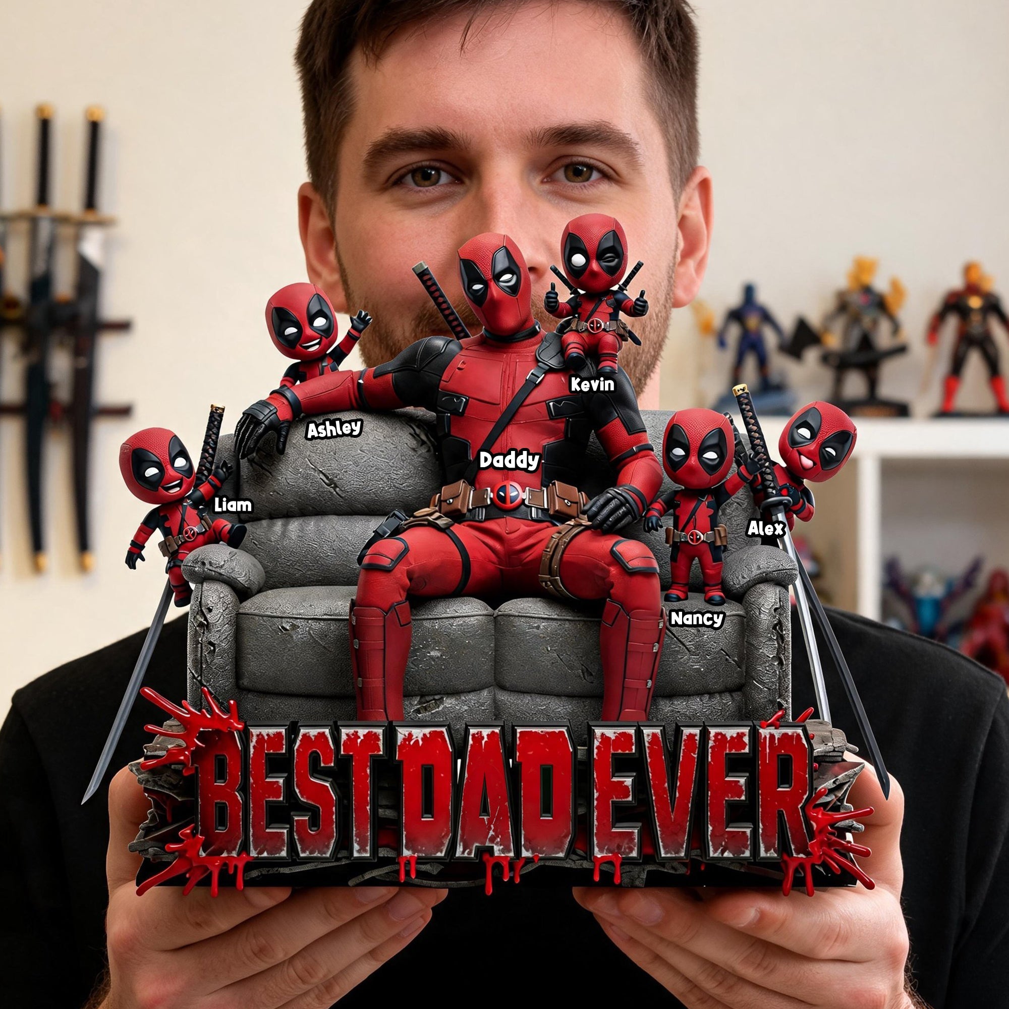 “Best Dad Ever” – Custom Hero Squad Dad Acrylic Plaque - Perfect Gift for Dads and Grandpas Shaped Plaques PopCulturePrints