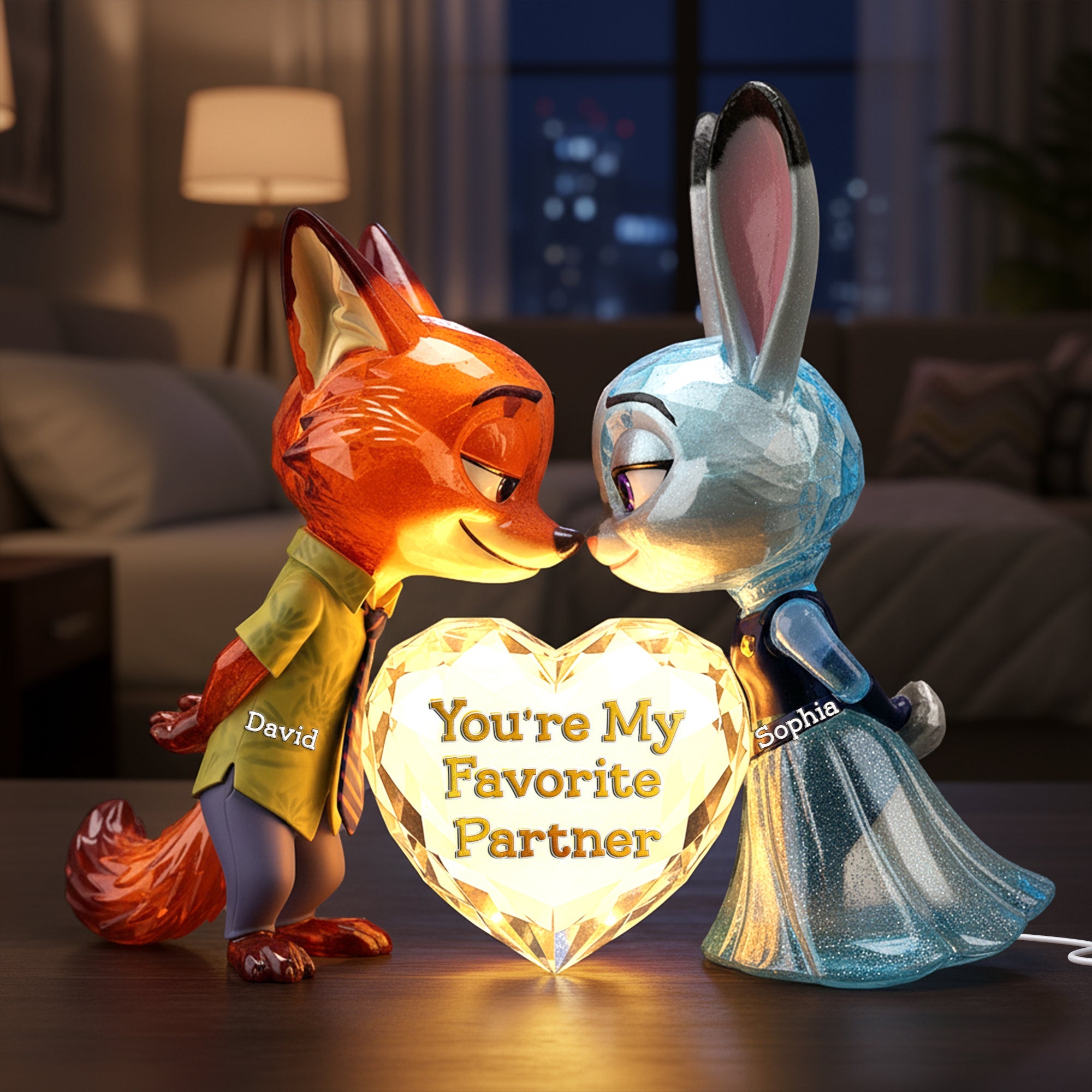 You're My Favorite Partner - Personalized Cute Critter Couple Light Box Gift Light Box PopCulturePrints