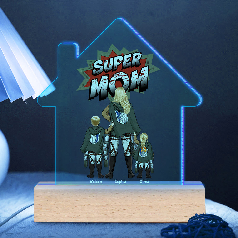 Personalized Super Mom LED Light - Custom Anime Design for Mother's Day