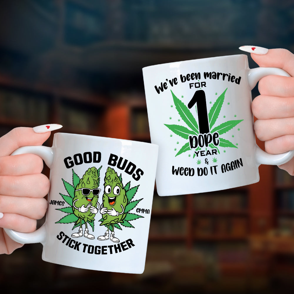 Personalized Couple Coffee Mug - Good Buds Theme Coffee Mug PopCulturePrints