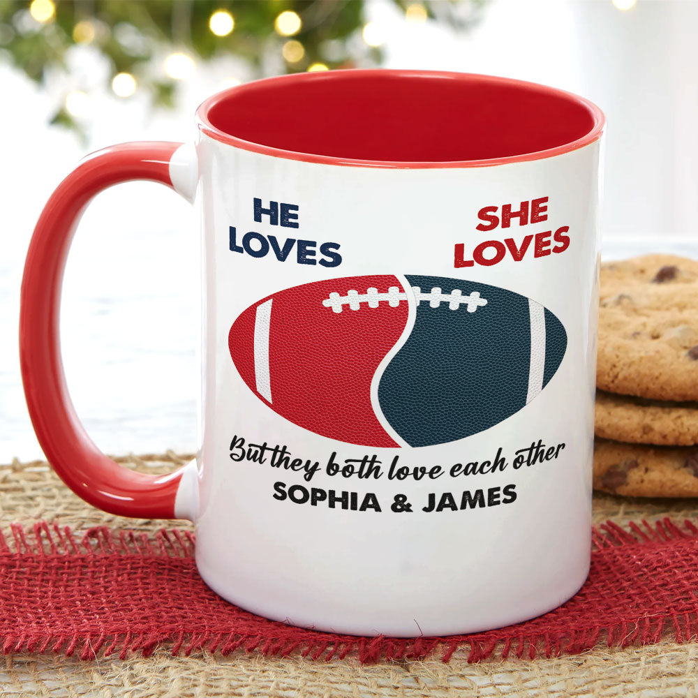 Personalized Football Couple Mug - Custom Valentine’s Day Gifts for Football Fans Coffee Mug PopCulturePrints