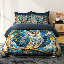 Load image into Gallery viewer, Vibrant Personalized Owl Quilt Bed Set Blanket PopCulturePrints
