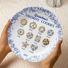 Load image into Gallery viewer, &quot;Grandma&#39;s Favorite Cookies&quot; - Personalized Toile de Jouy Ceramic Round Plate - Unique Gift for Grandma, Family, and Cookie Lovers Ceramic Round Plate PopCulturePrints
