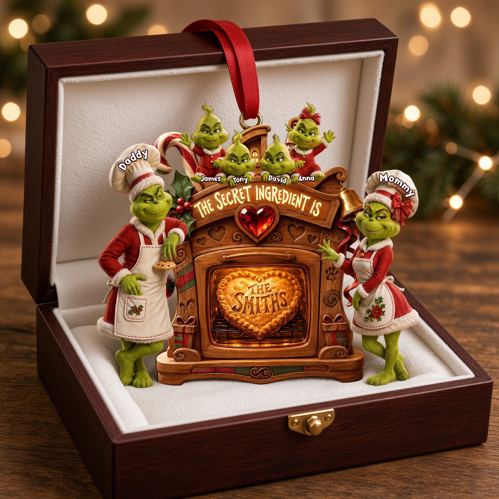 “The Secret Ingredient is Love” – Personalized Jolly Christmas Family Acrylic Ornament - Perfect Gift for Family