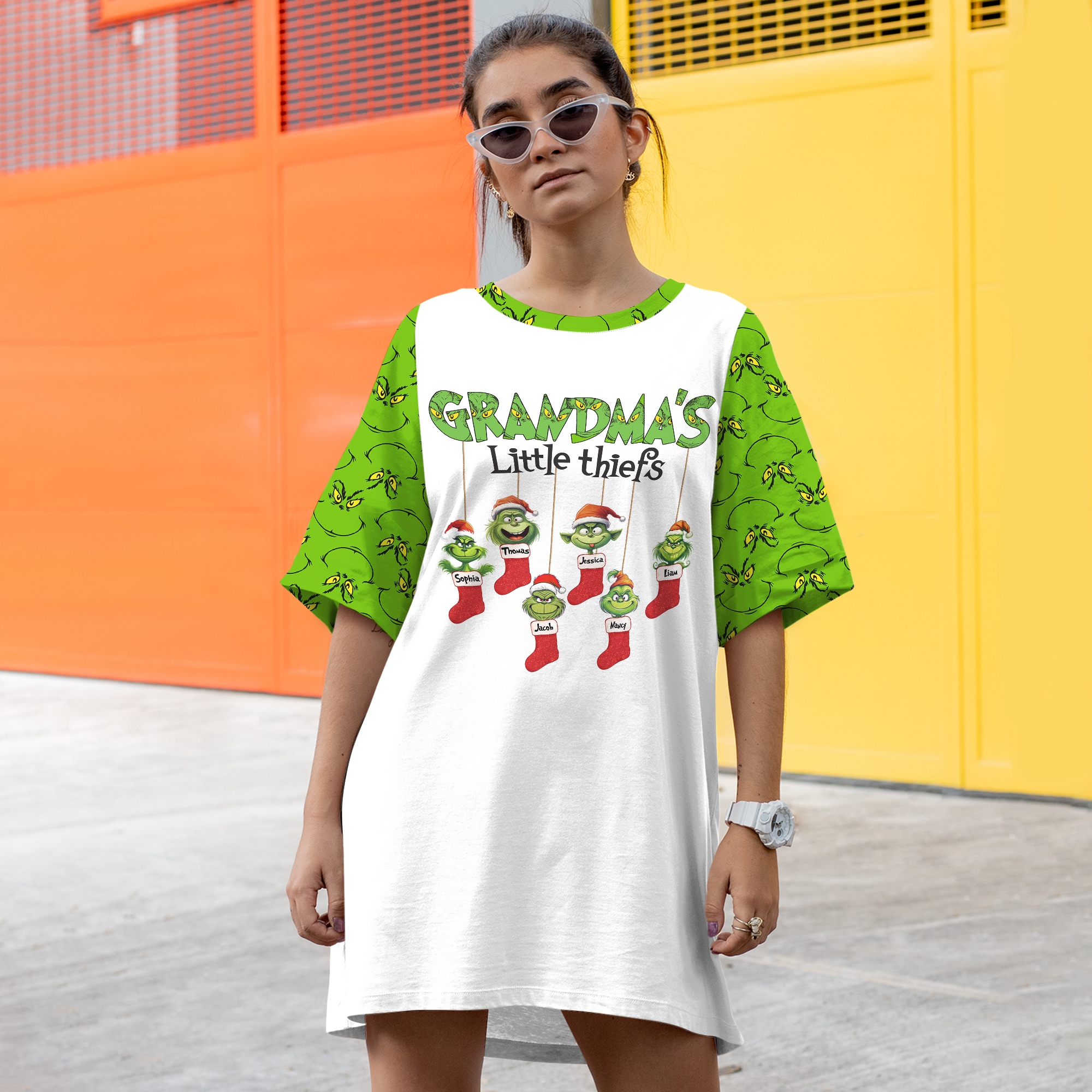 Personalized Christmas Raglan Dress for Grandma - Little Thieves Design