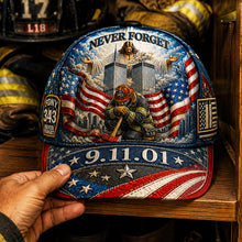 Load image into Gallery viewer, Never Forget: God Blessed Our Fallen Firefighters Memorial Classic Cap - Personalized Gift for Firefighters, Heroes, and Loved Ones
