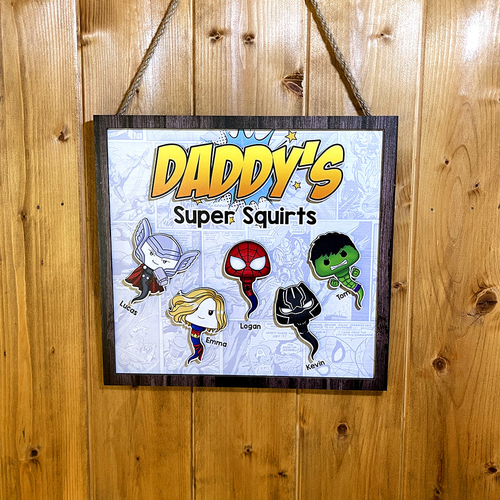 Superhero Dad Personalized Wood Sign - Custom Father's Day Gift Wood Sign PopCulturePrints