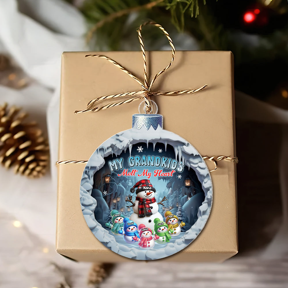 Personalized Snowman Family Christmas Ornament for Grandma