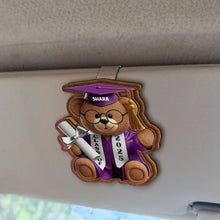 Load image into Gallery viewer, Celebrate Every Milestone - Graduation Bear 3D Effect - Personalized Custom Shaped Car Visor Clip - Perfect Gift for Graduates, Moms, and Grandmas Car Visor Clip PopCulturePrints
