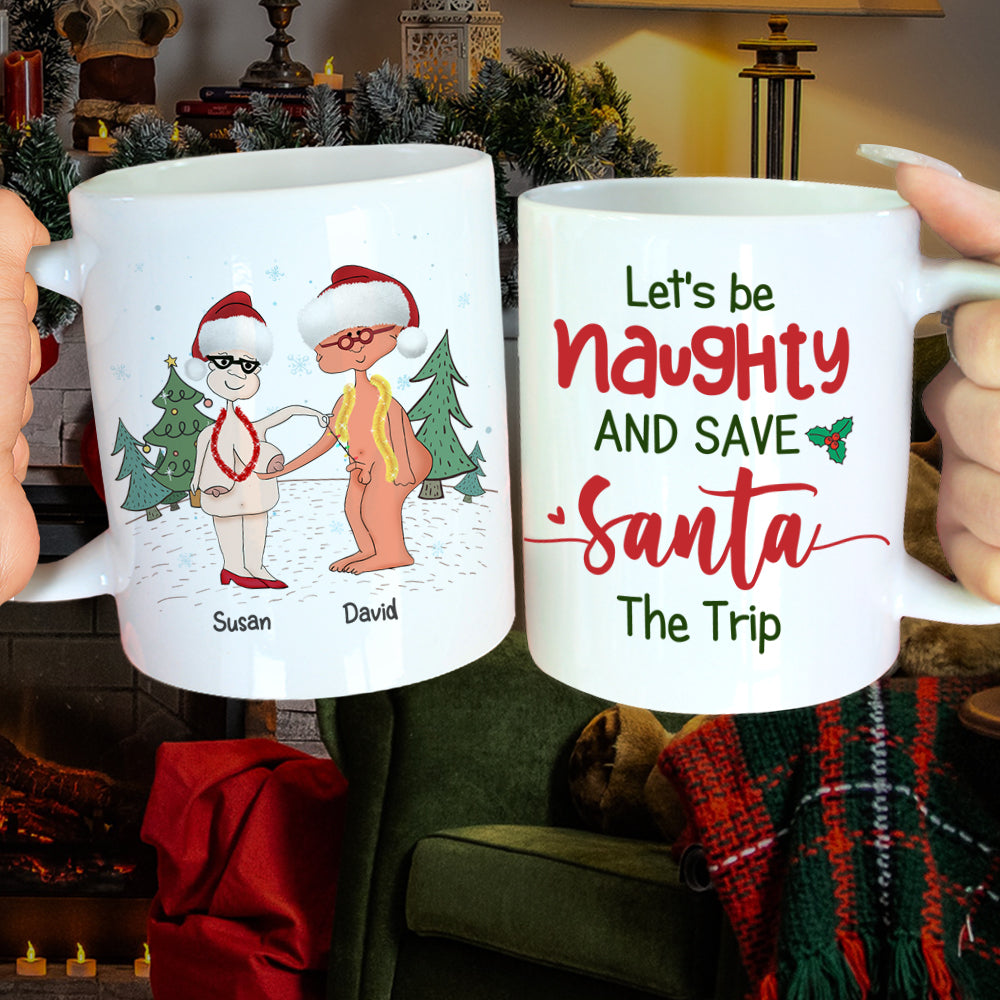 Personalized Funny Santa Couple Mug - Naughty Christmas Gift