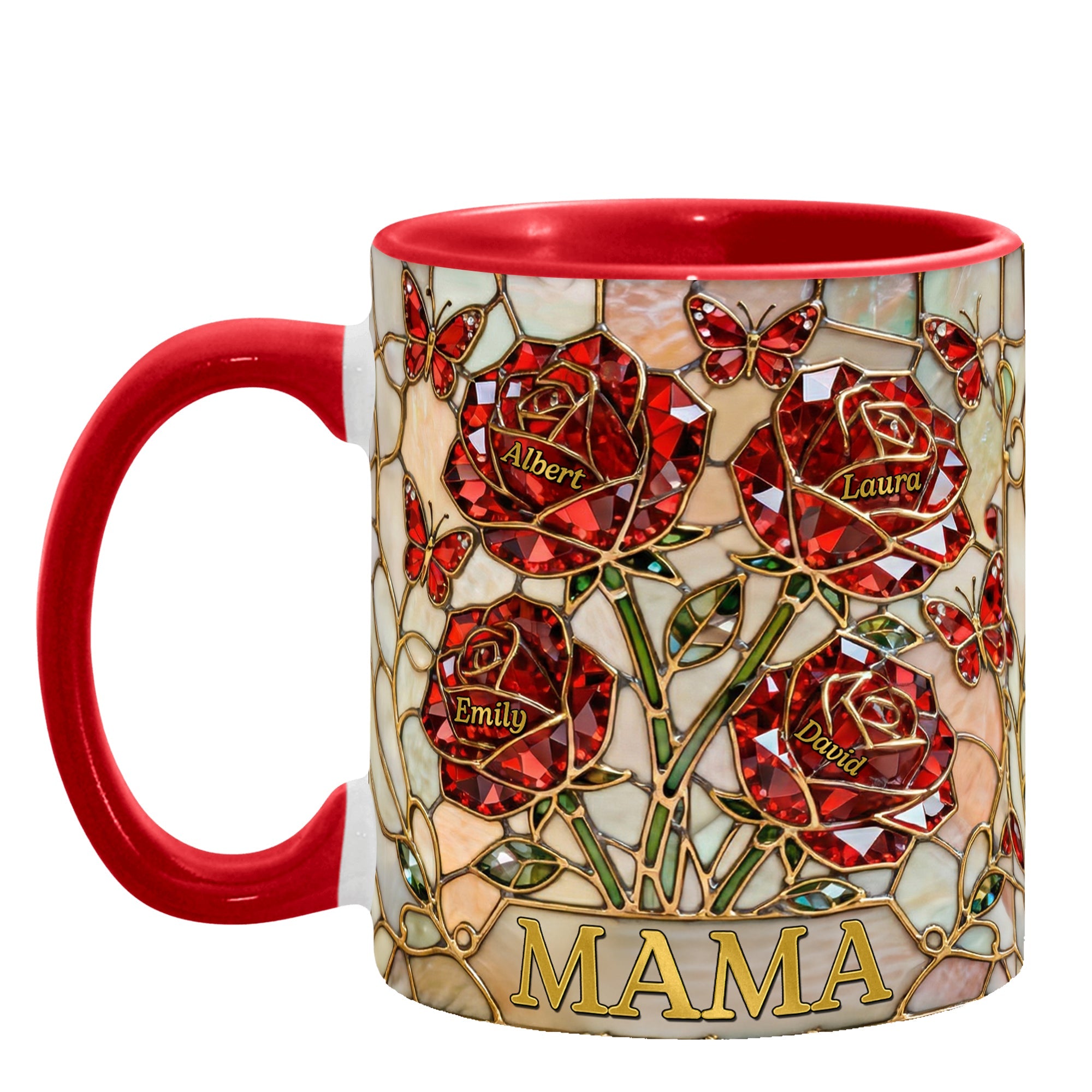 "Cherish Every Sip with Personalized Love" - Roses Mom And Kids Coffee Mug - Custom Gift for Mom, Grandma, and Loved Ones Coffee Mug PopCulturePrints