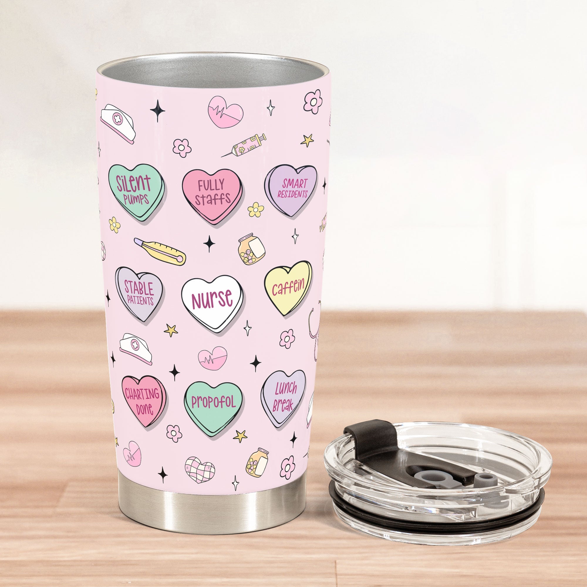 Nurse Love: Hearts & Humor - Personalized Tumbler Cup Tumbler Cup PopCulturePrints