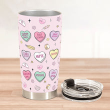 Load image into Gallery viewer, Nurse Love: Hearts &amp; Humor - Personalized Tumbler Cup Tumbler Cup PopCulturePrints
