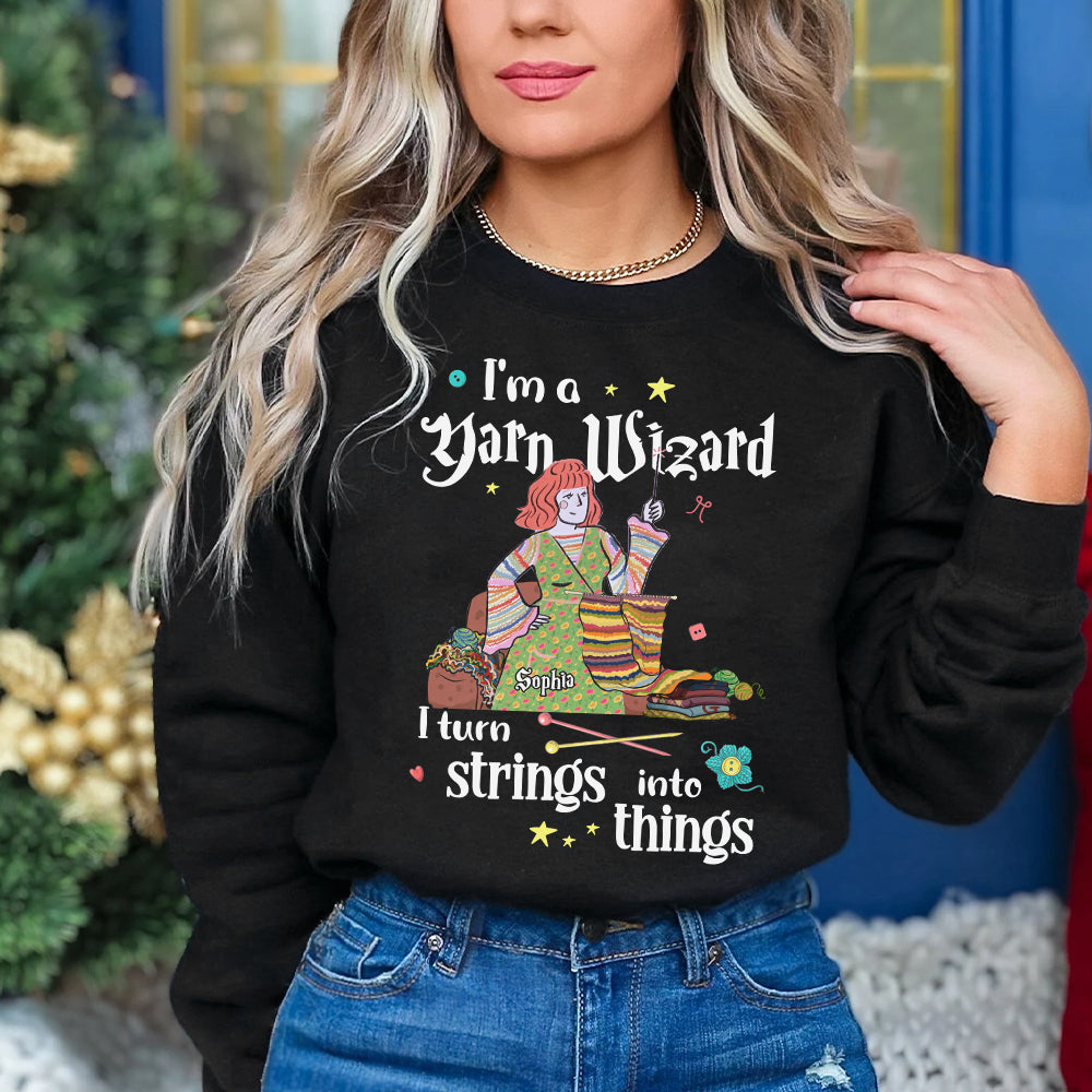 Personalized Yarn Wizard T-Shirt - Turn Strings into Things