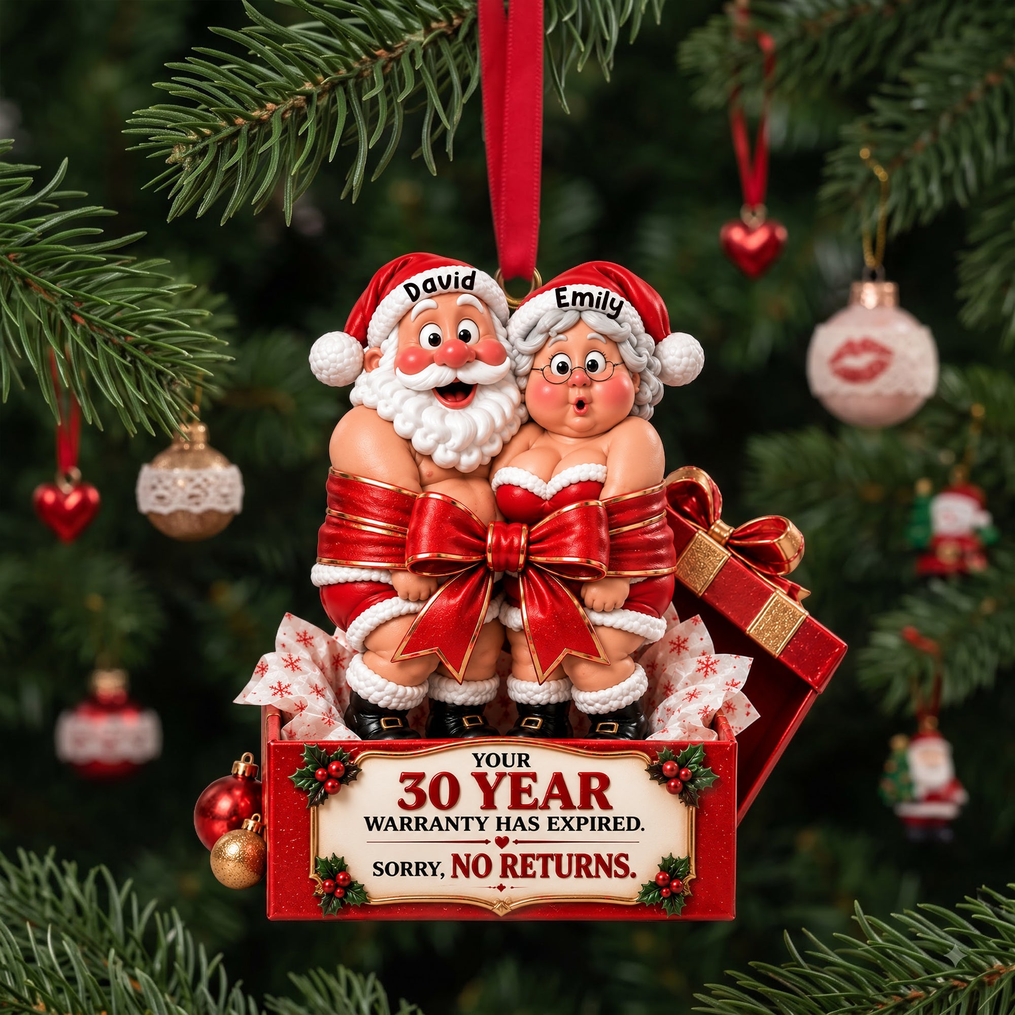 “Your 30 Year Warranty Has Expired!” - Personalized Christmas Ornament for Couples