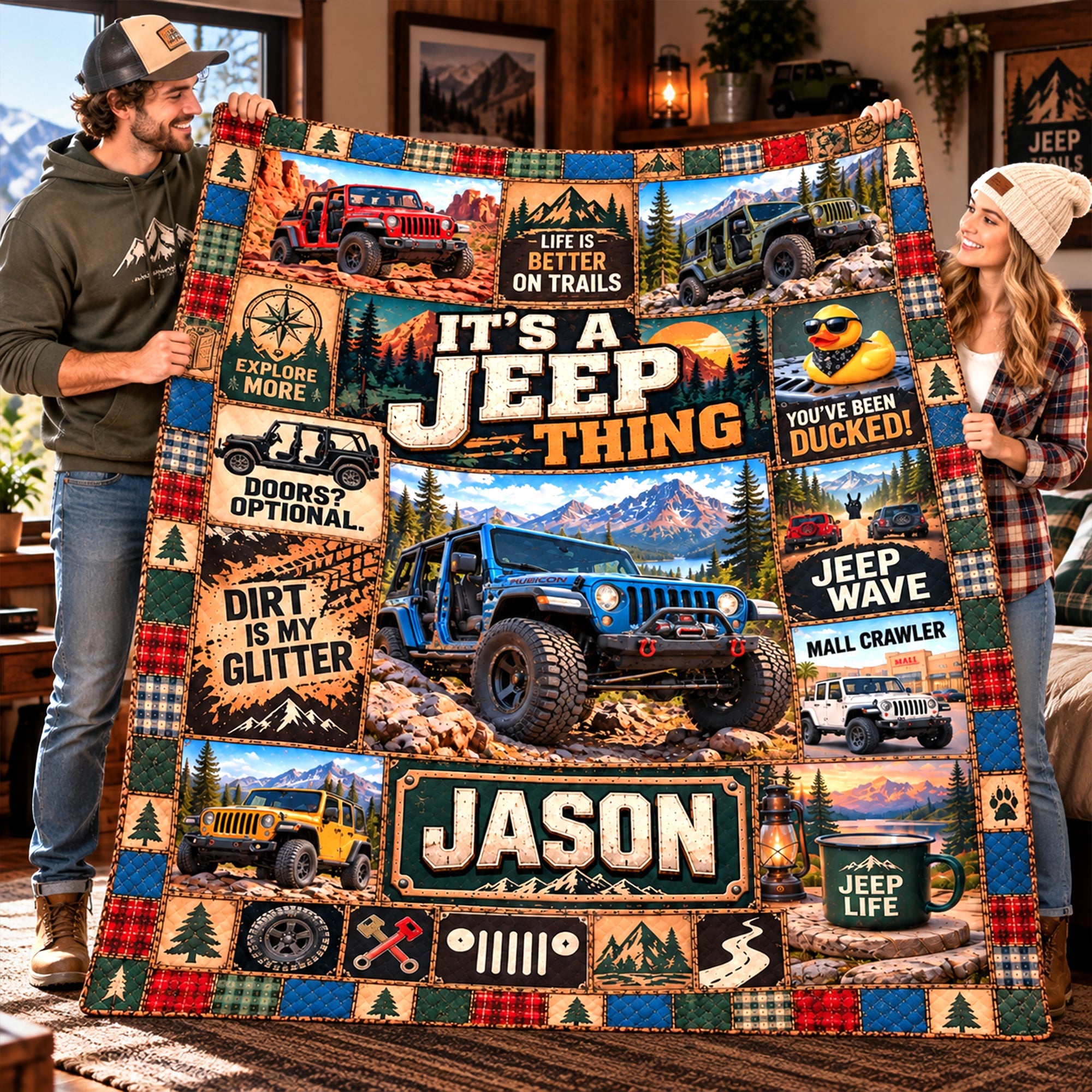 “It's a Jeep Thing” - Personalized Off-Road Blanket for Adventure Lovers Blanket PopCulturePrints