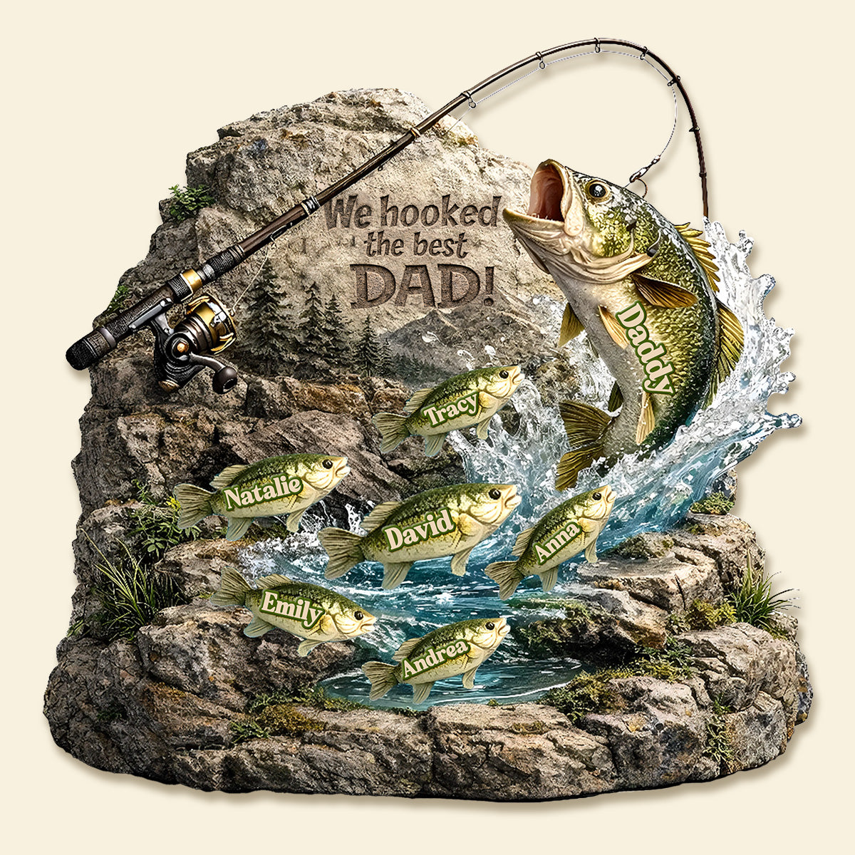 We Hooked The Best Daddy - Personalized Acrylic Plaque for the Best Dad Shaped Plaques PopCulturePrints
