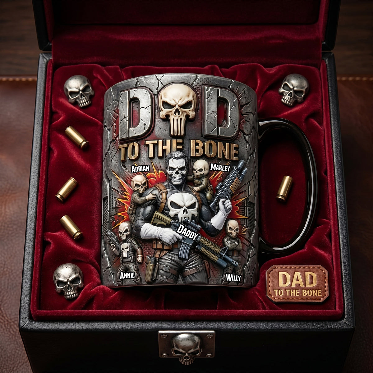 “Dad To The Bone” - Personalized Skull Dad Magic Coffee Mug - Unique Gift for Dads & Grandpas Coffee Mug PopCulturePrints
