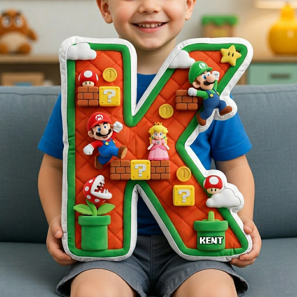 Unlock the Fun: Retro Game Alphabet Pillow - Personalized Gift for Gamers Pillow PopCulturePrints