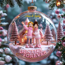 Load image into Gallery viewer, &quot;Besties Forever!&quot; – Personalized Girly Friendship Acrylic Ornament - Custom Gift for Friends, Sisters, BFFs Ornament PopCulturePrints
