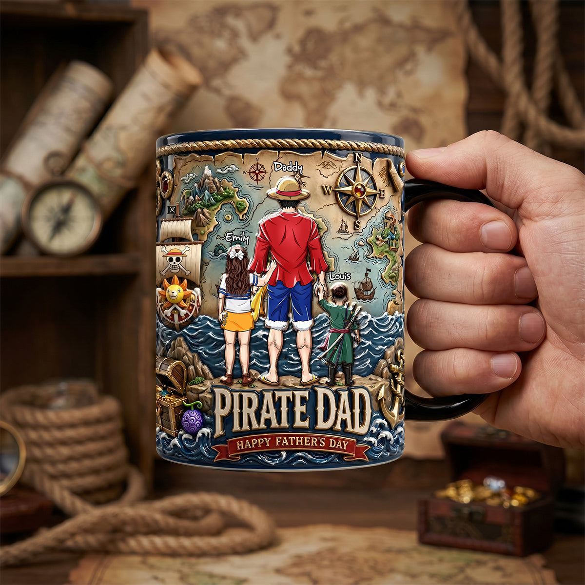 “Set Sail for Adventure!” - Personalized Anime Adventure Magic Coffee Mug - Gift for Dad, Grandpa, and More Coffee Mug PopCulturePrints