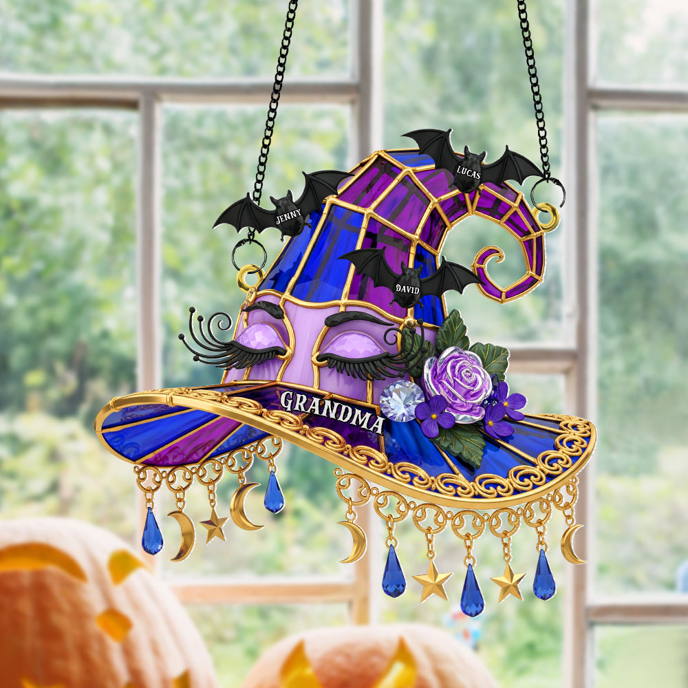 “A Magical Touch for Grandma” - Witch Hat Personalized Suncatcher Ornament Ornament PopCulturePrints