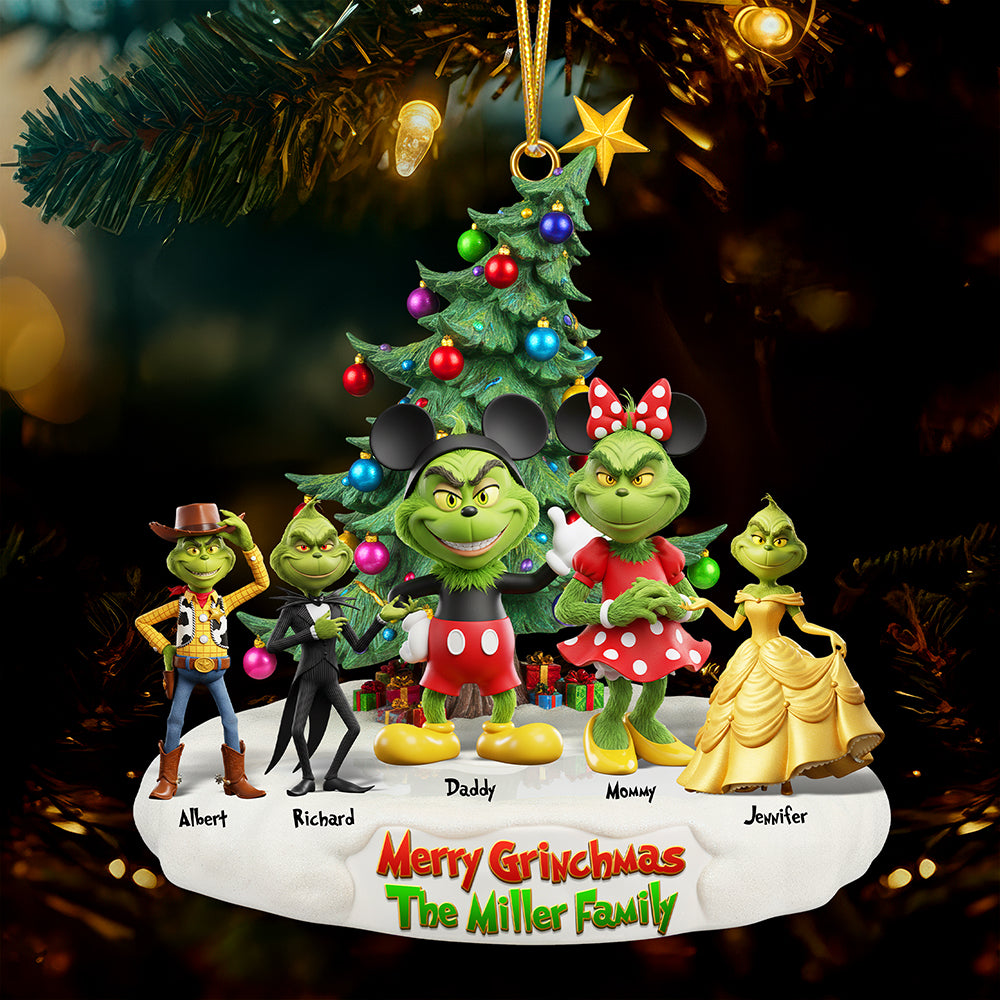 Bring Joy to the Season with Our Playful Green Family Christmas Ornament - Personalized Gift for Everyone! Ornament PopCulturePrints