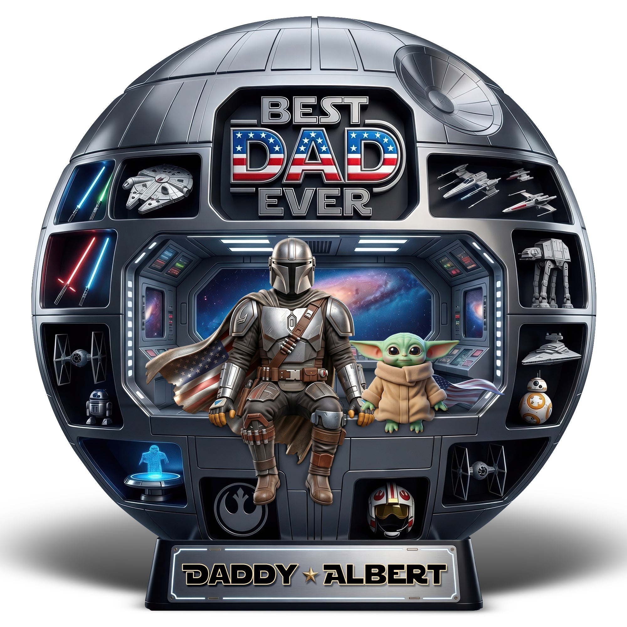 "Best Dad Ever" - Personalized Dad Space Station Acrylic Plaque - Perfect Gift for Dads and Grandpas Shaped Plaques PopCulturePrints