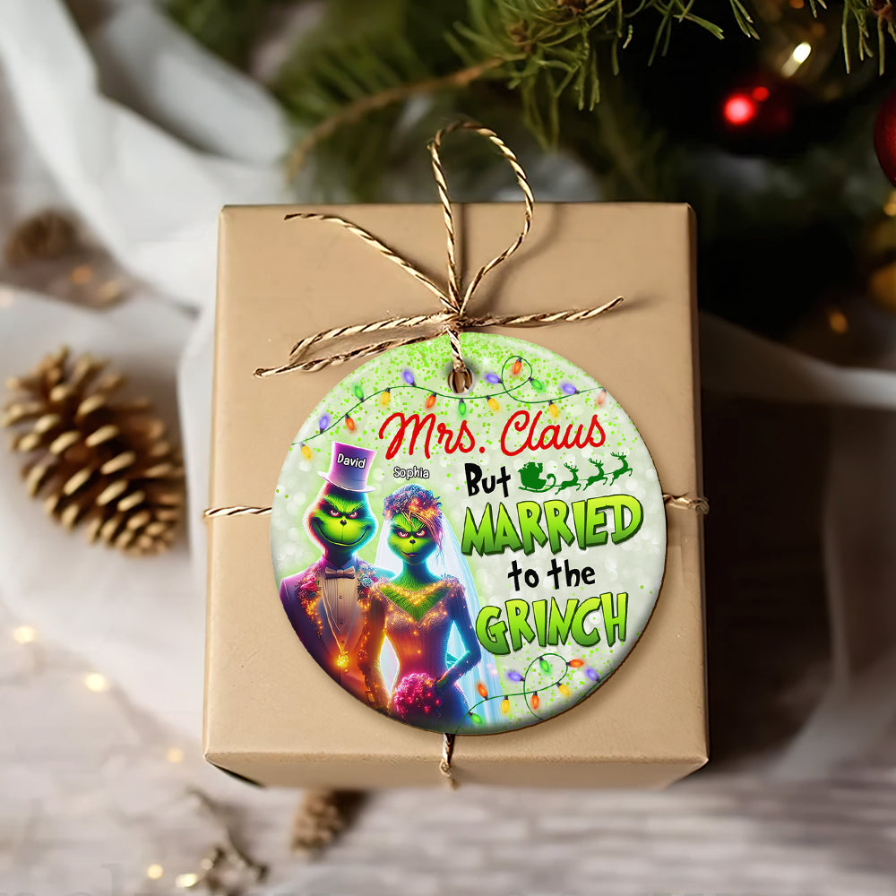 Grinch & Mrs. Claus Personalized Ornament - Perfect Christmas and Valentine's Day Gifts for Couples Ornament PopCulturePrints