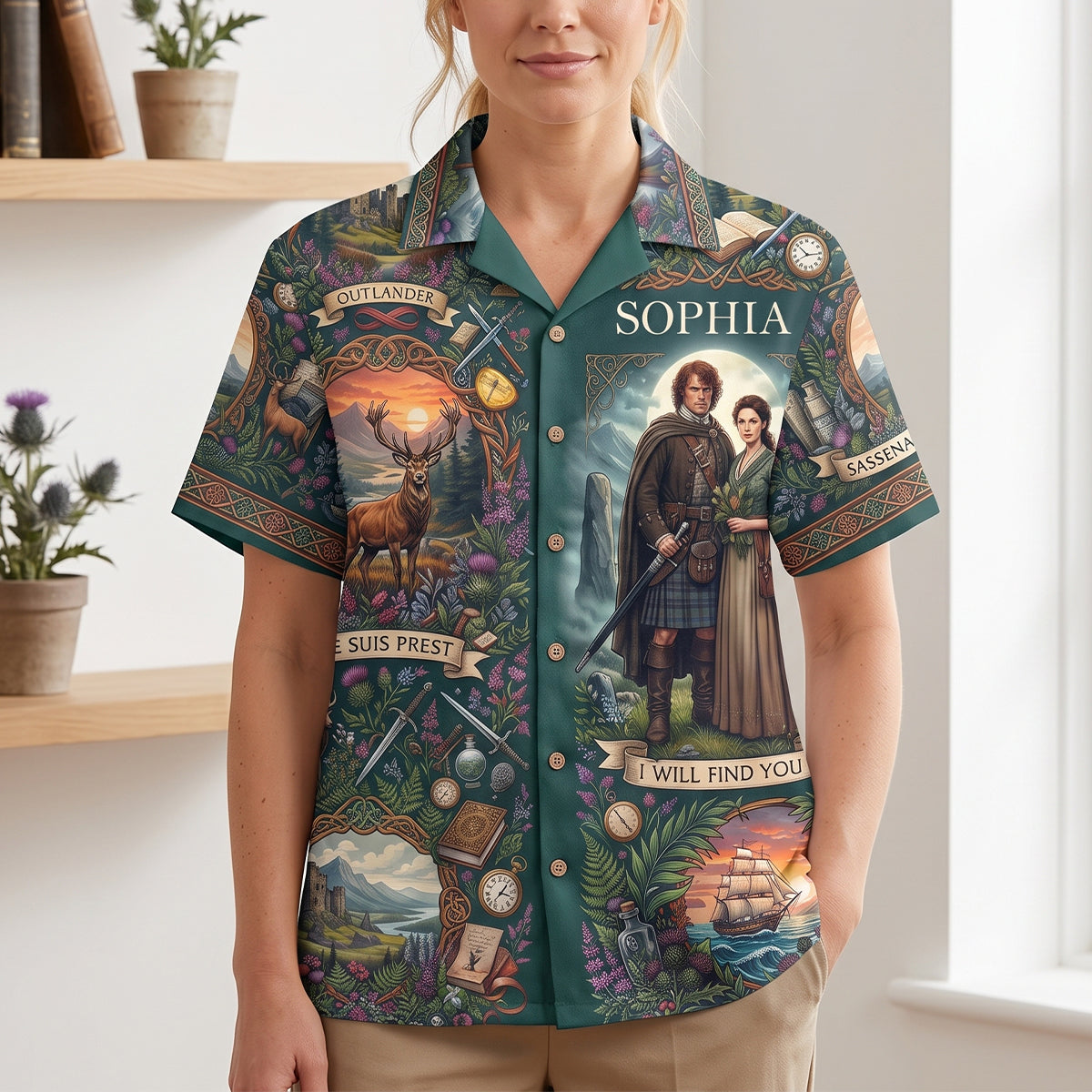 "Find Your Adventure with Personalization" - Rustic Highlands Hawaiian Shirt - Unique Custom Gift for Fans of Outlander and Nature Lovers