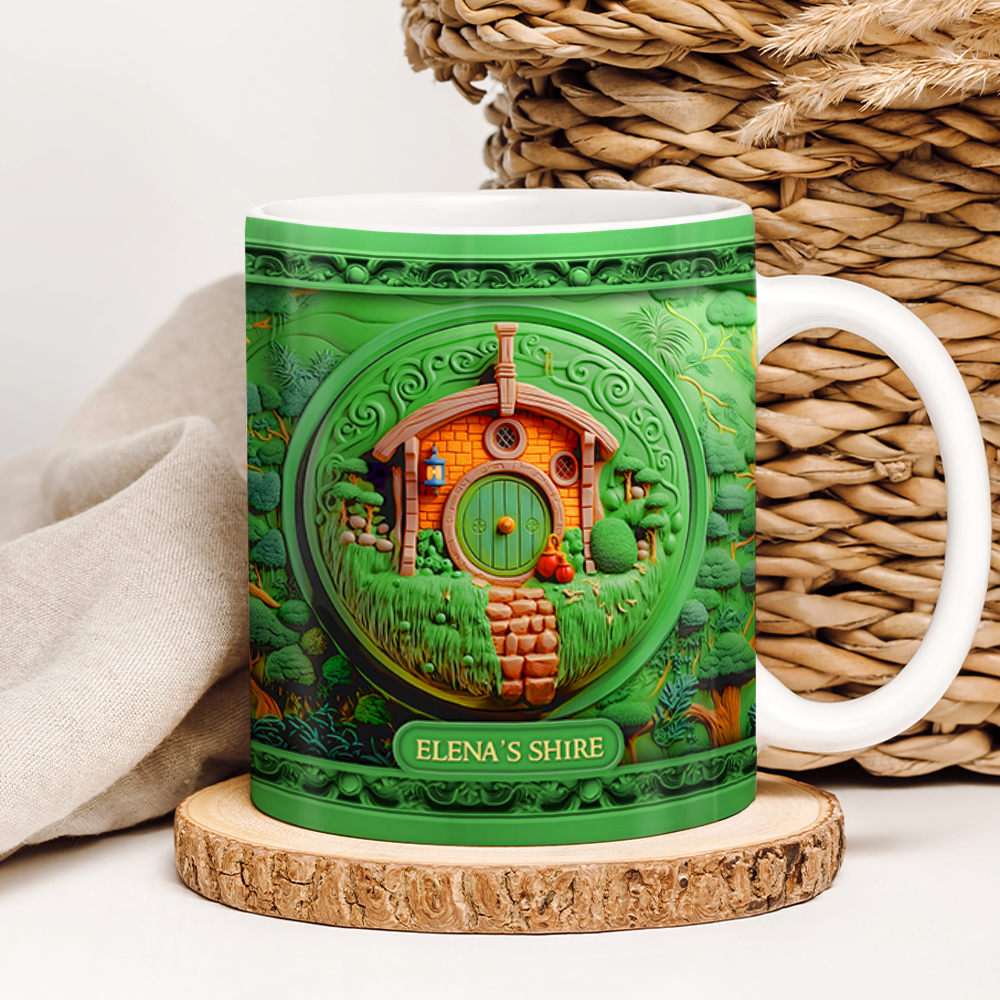 Personalized Fantasy Adventure Coffee Mug - Custom Hobbit House Design