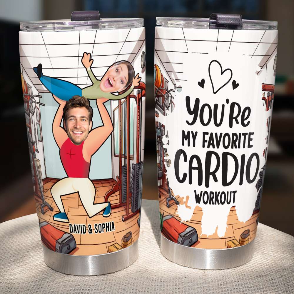 Personalized Gym Couple Tumbler - Custom Photo Gift for Fitness Lovers Tumbler Cup PopCulturePrints