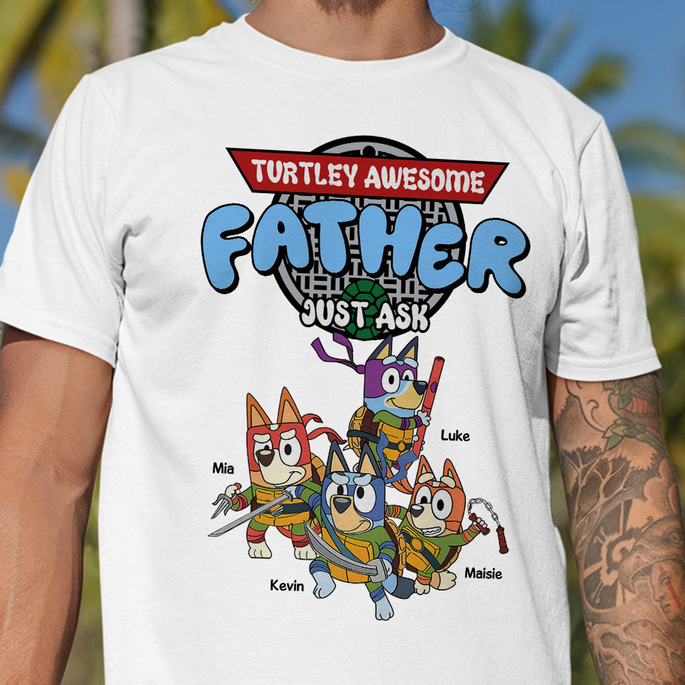 Turtley Awesome Father T-Shirt - Personalized Ninja Turtle Family Design